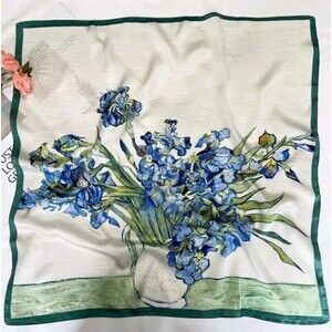 Roizsx Fashion Head Scarf Square Satin for Hair Beach Print Flower Blue/Green